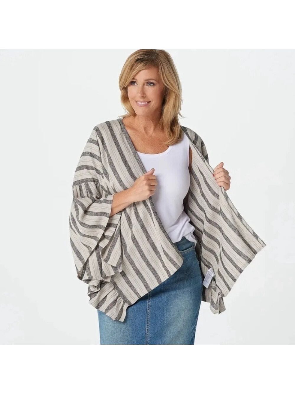 Laurie Felt Linen Blend Open Cardigan - Picture 1 of 5